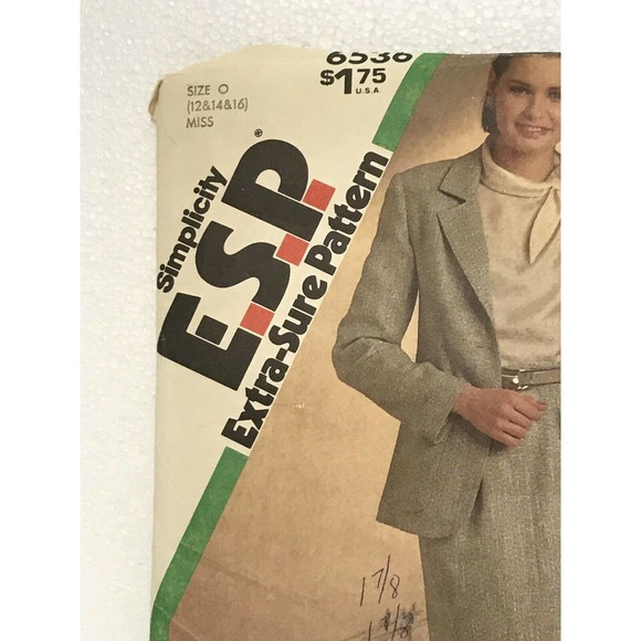 Simplicity 6536 ESP Extra Sure Pattern Misses Unlined Jacket Slim Skirt Sewing - Picture 2 of 8